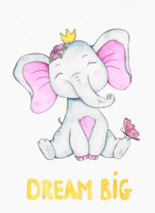 Cute watercolor painting elephant for kids
